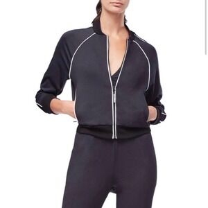 Good American the electric feel bomber full zip jacket 2XL black sporty active